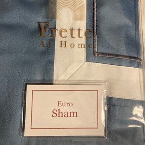 NWT Pair Luxurious Blue and white FRETTE EURO SHAMS 100% Cotton